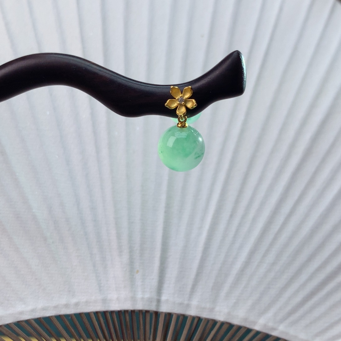 石英质玉（新品）冰飘花发簪银S925镀金镶嵌