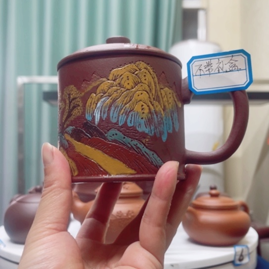 紫砂茶杯釗*底槽清彩绘杯