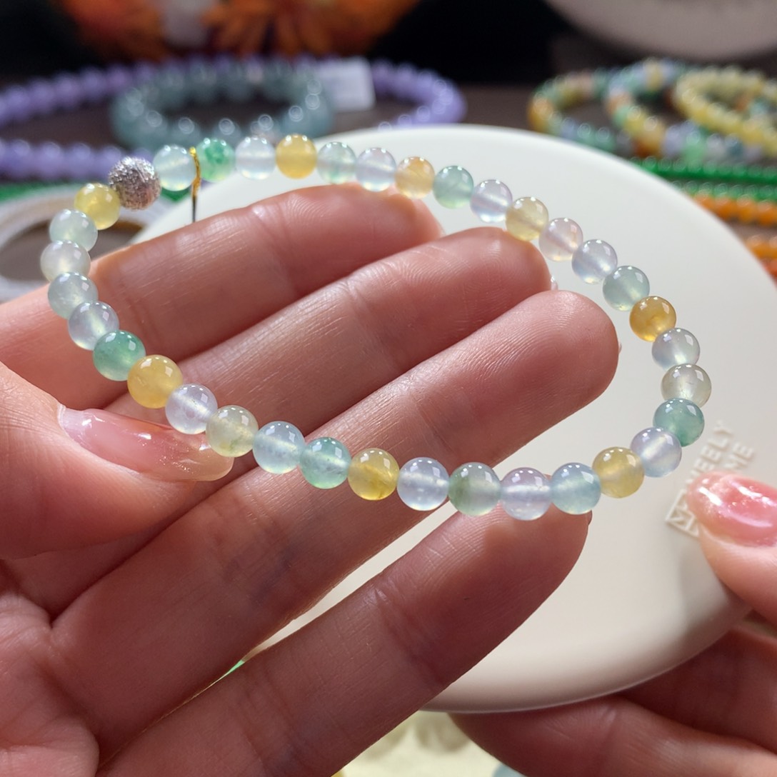 翡翠手链未镶嵌冰幻彩卡5.3