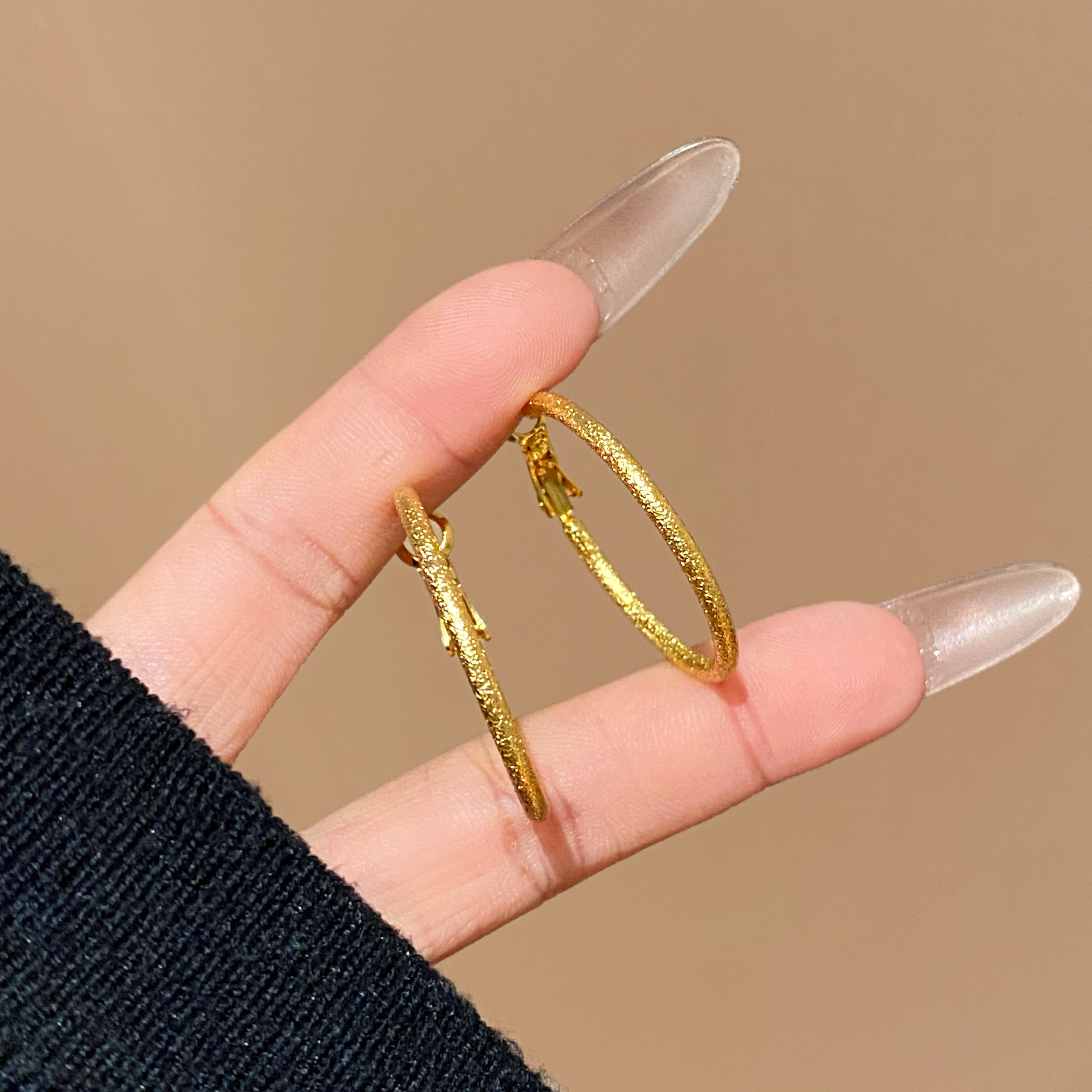  素圈耳环磨砂哑光高级感A3829 A3830