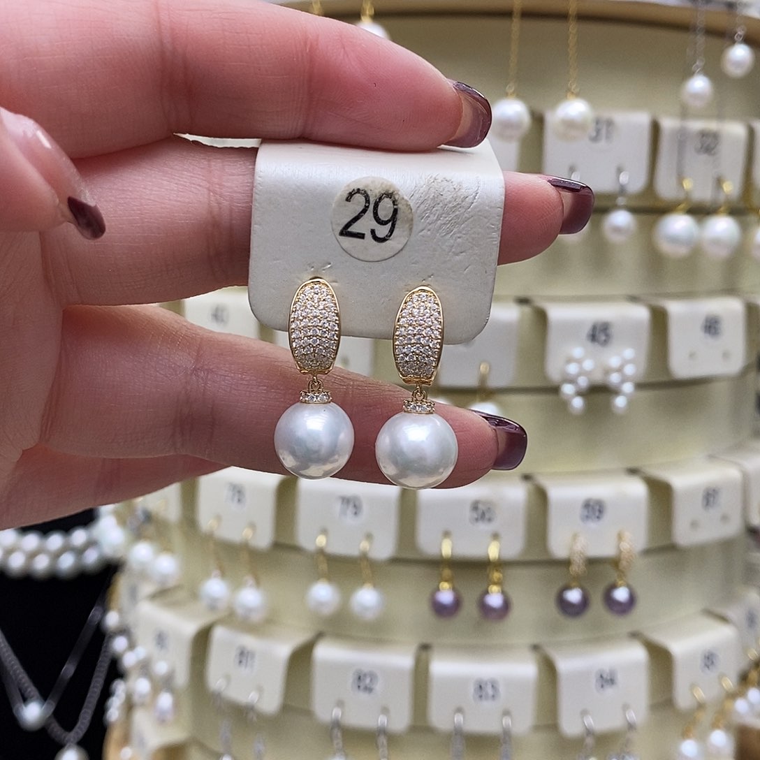 淡水珍珠耳饰银S925镶嵌