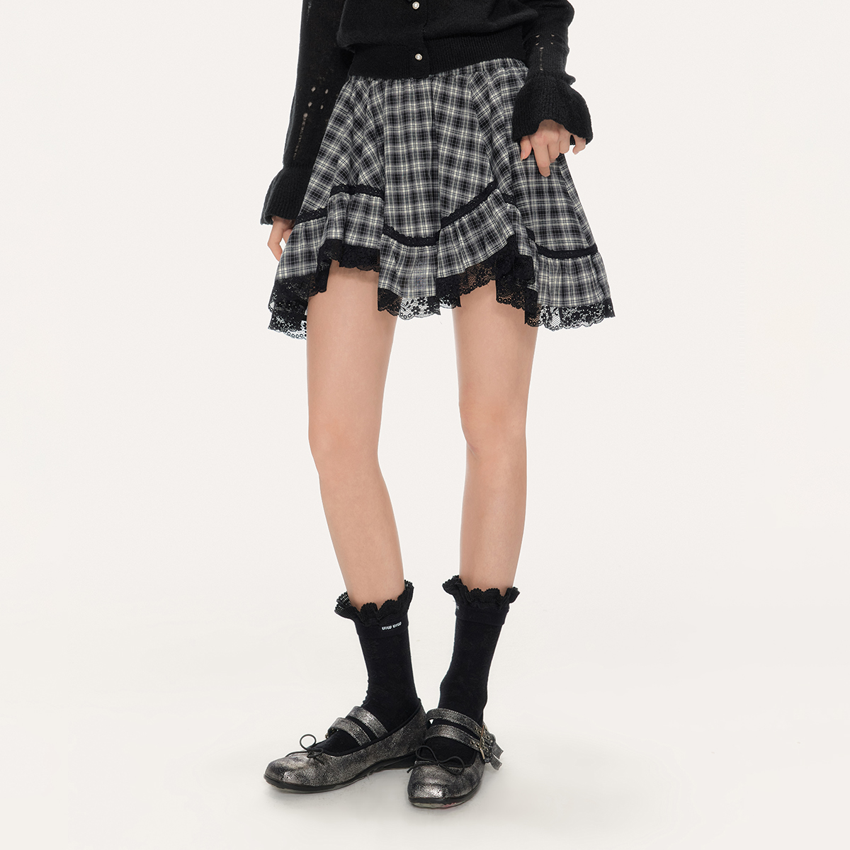 CHiCPARK韩系少女蕾丝拼接层次感半身裙短裙FAS040