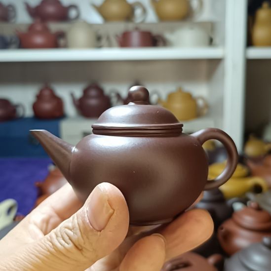 紫砂茶壶原矿底槽清水平150cc内推半手工
