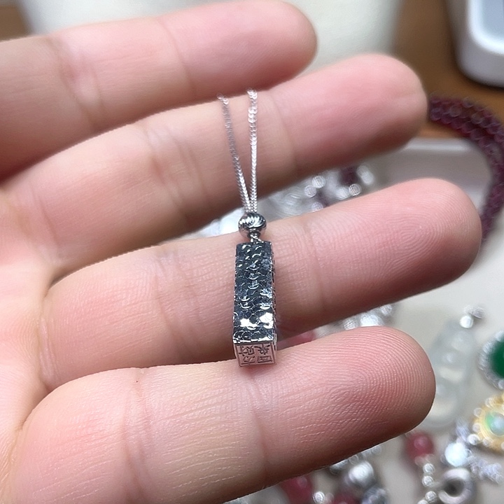 坠链均925银珐琅印章