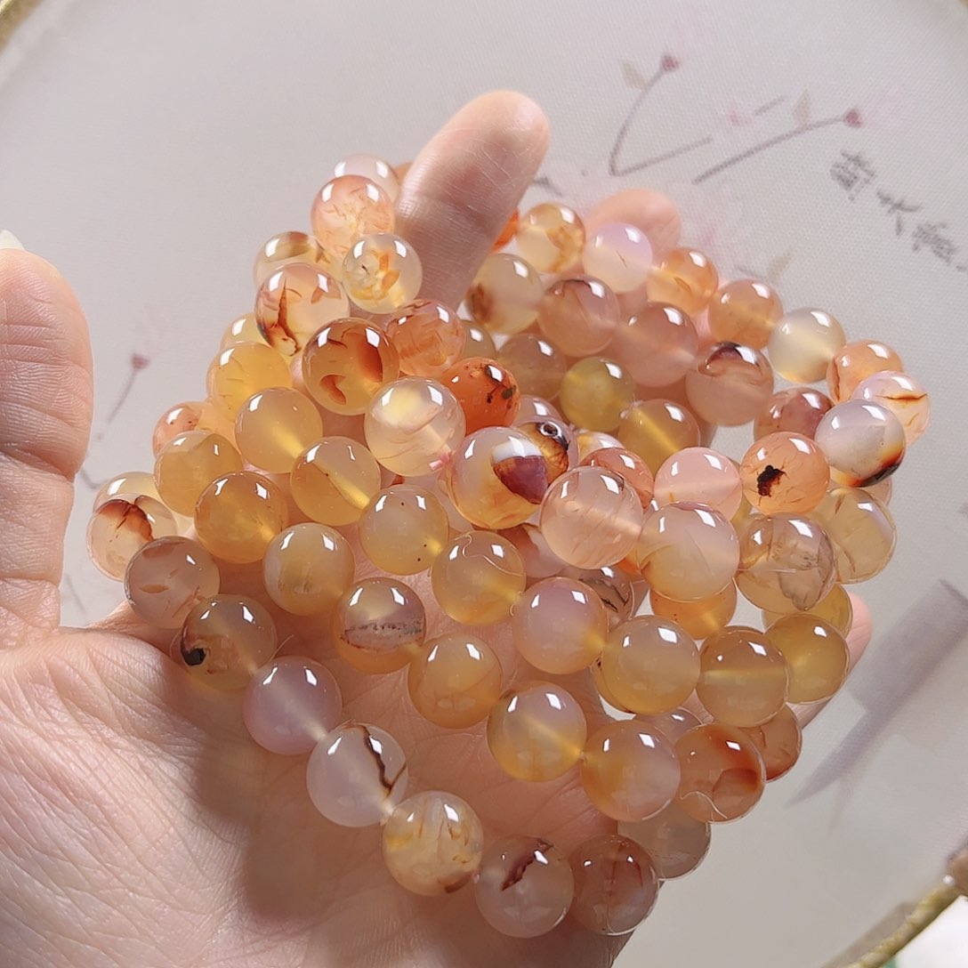 玛瑙/玉髓手串未镶嵌琴*