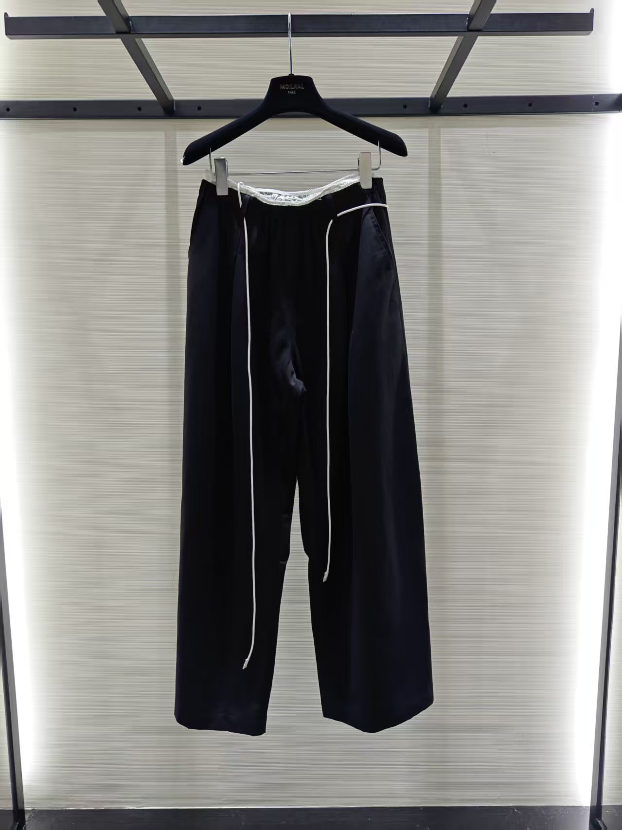 MO夏季新款纯色拼接蕾丝腰头休闲百搭直筒裤 XM2561445