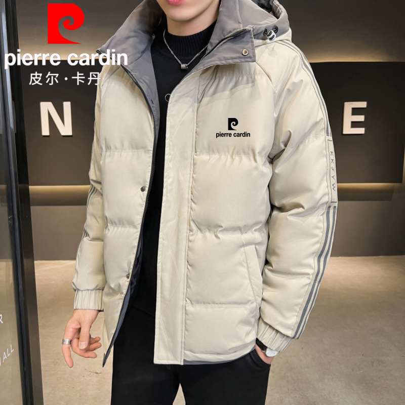 皮尔卡丹棉衣外套男士2024冬季新款大码棉袄休闲加厚保暖连帽棉服