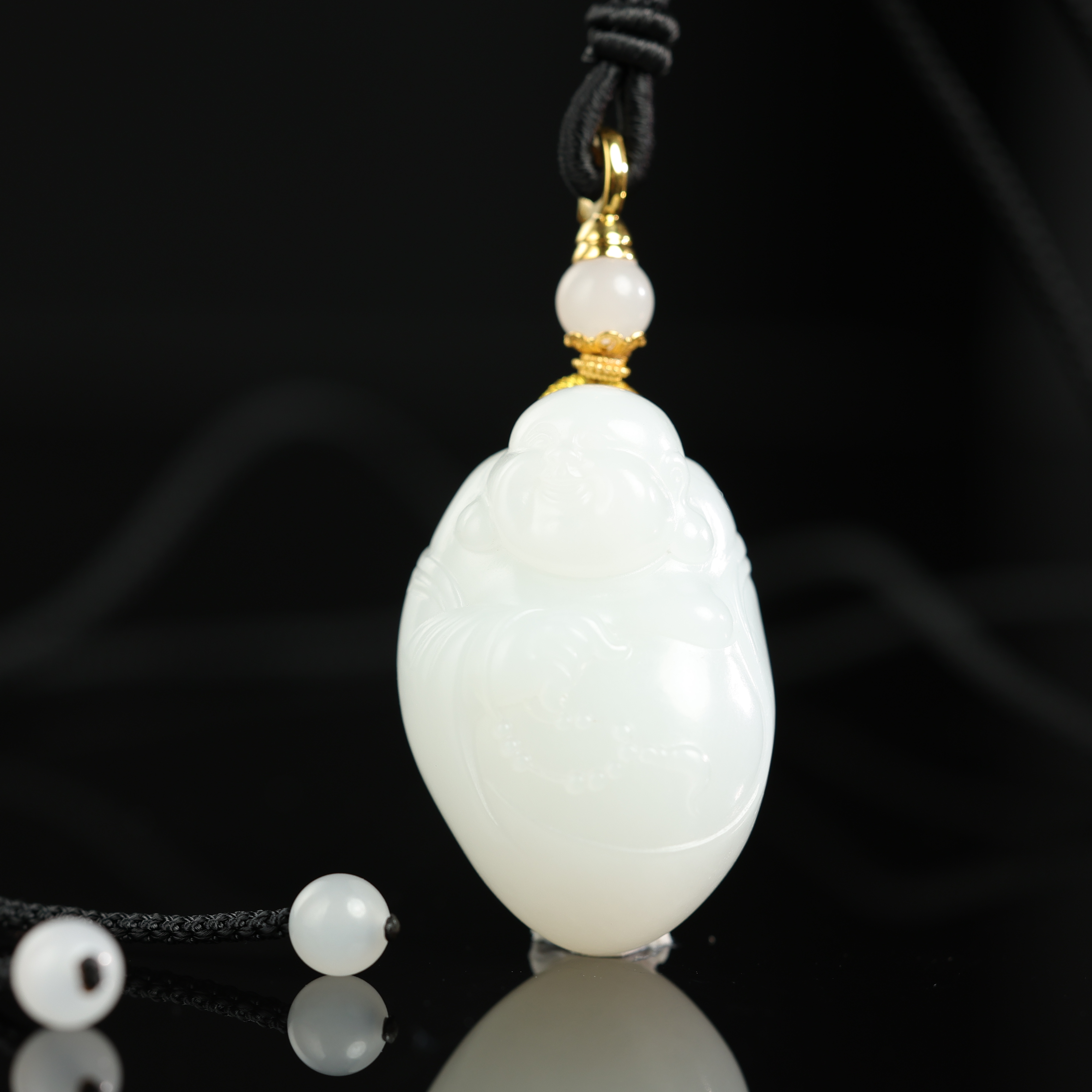 “百味”严选精品和田玉顶俄高白白玉佛公吊坠