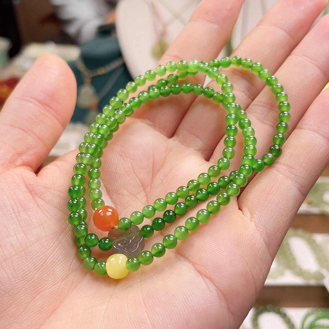 和田玉手串未镶嵌晴**雨4