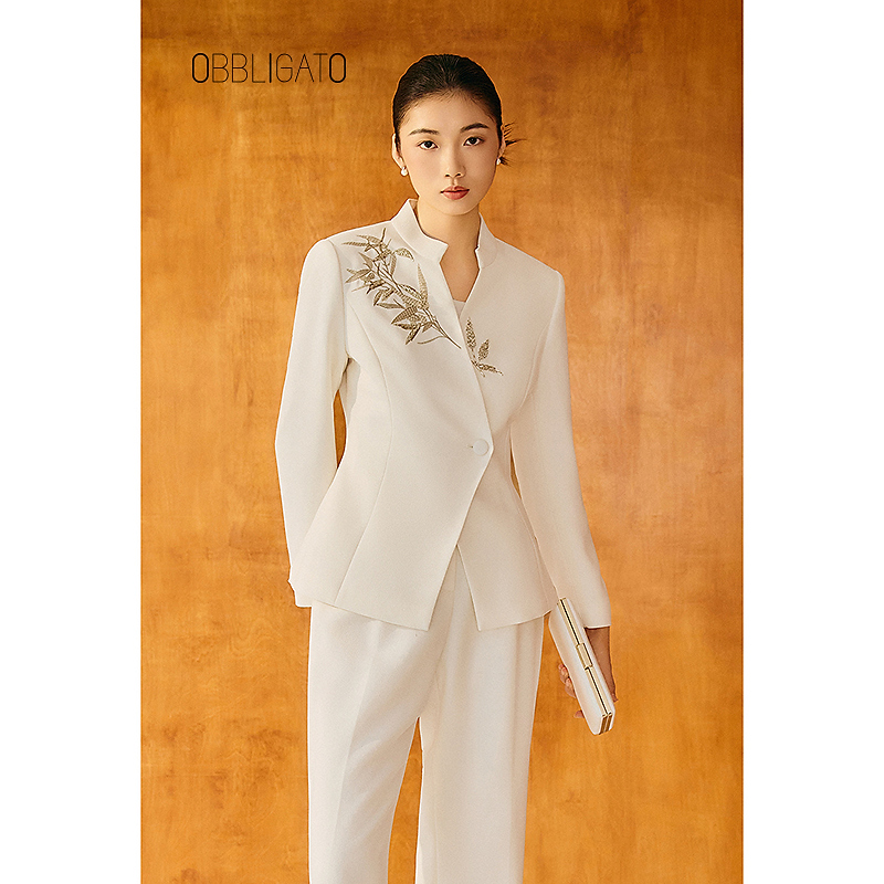 OBBLIGATO奥丽嘉朵2025秋冬1C35510020新品珠片绣花新中式外套