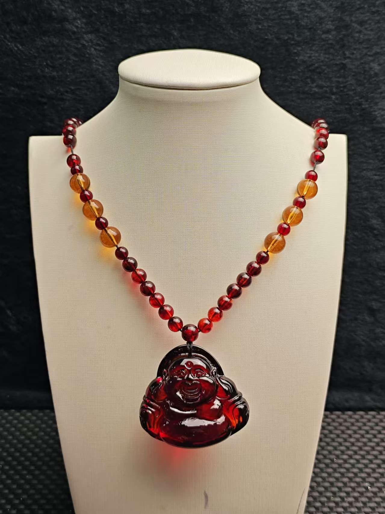 F138血丝珀佛公吊坠套链时尚百搭女款