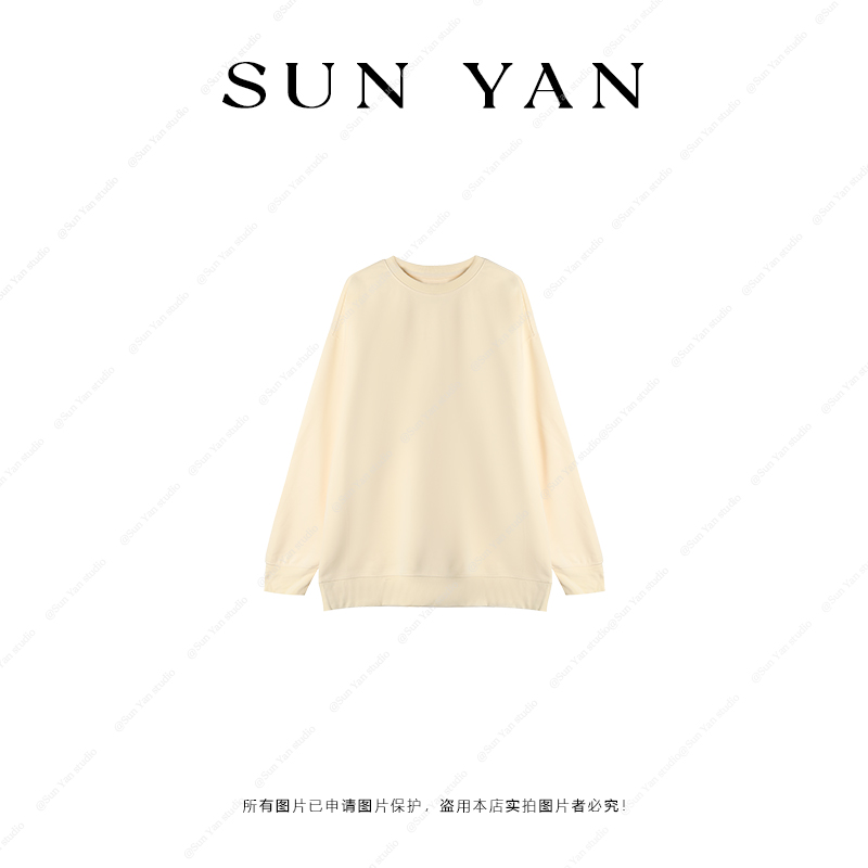 孙妍新款【周末卫衣】慵懒风设计感宽松圆领宽松薄款休闲卫衣