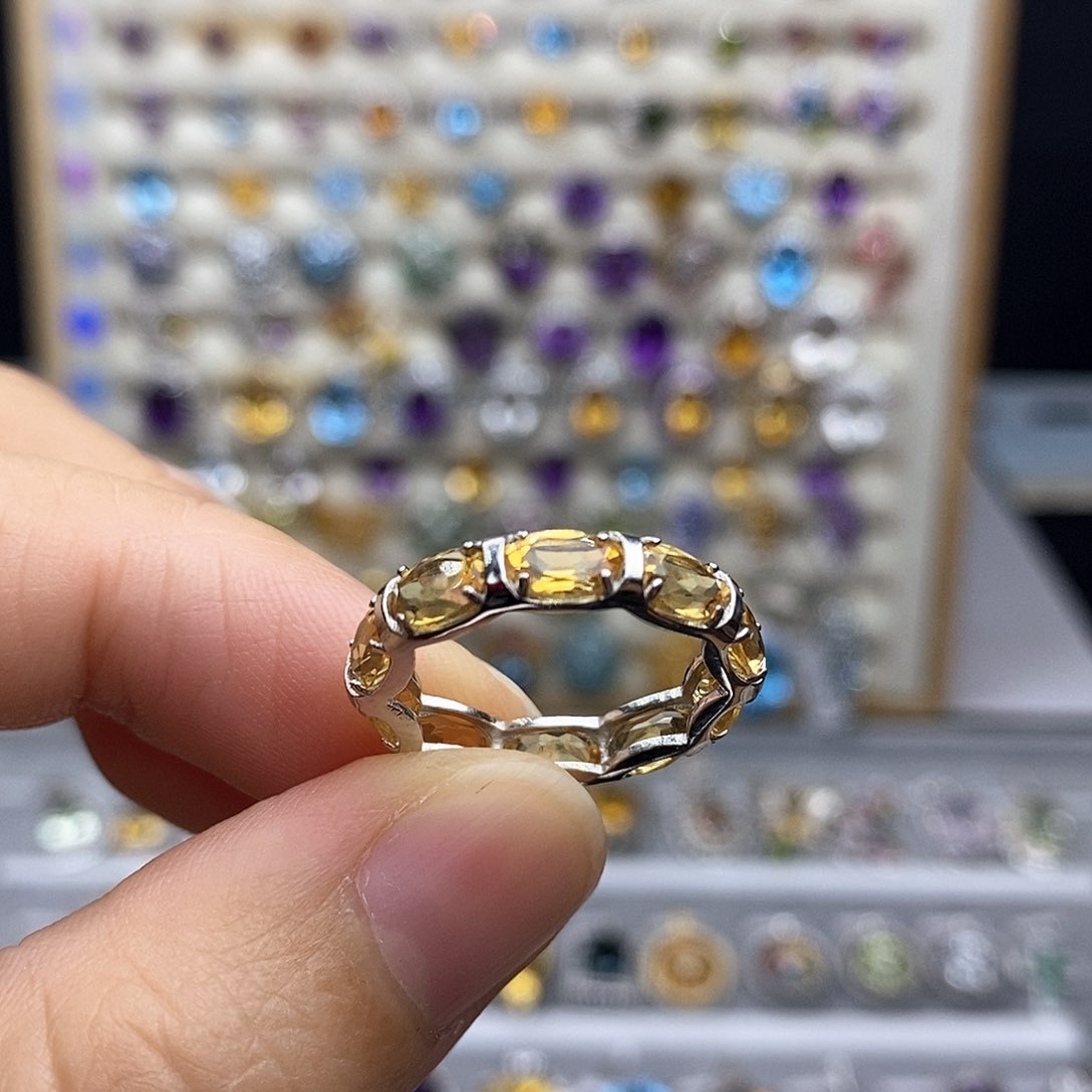 银S925镶嵌戒指黄晶不含证书