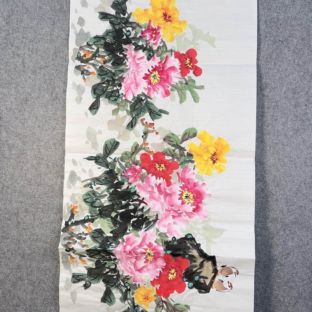 国画650 牡丹等花卉图案装饰图案为