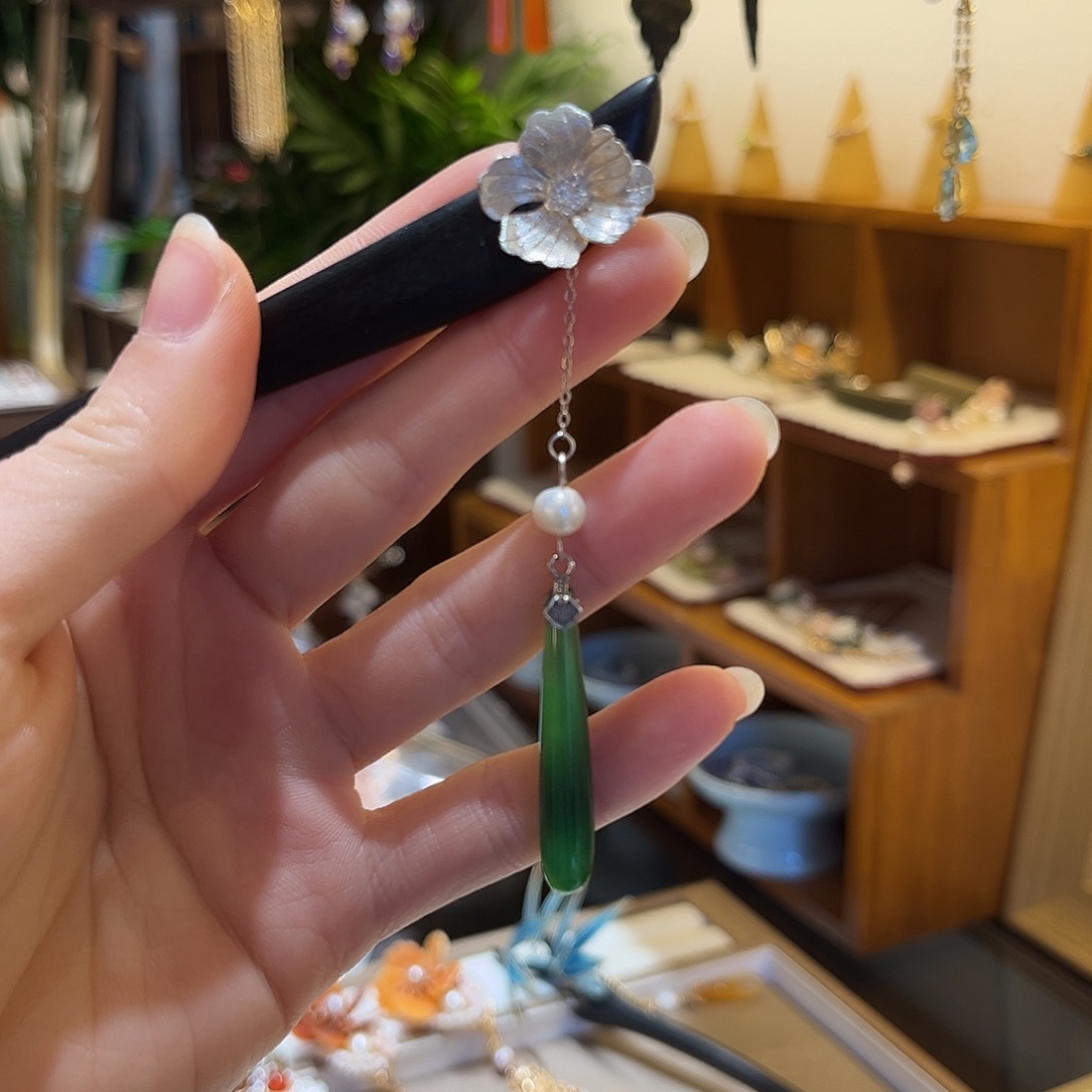 木质非金属绿玛流苏一支