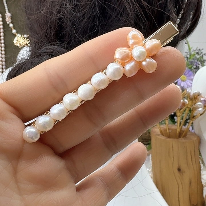 淡水珍珠发饰银S925镶嵌