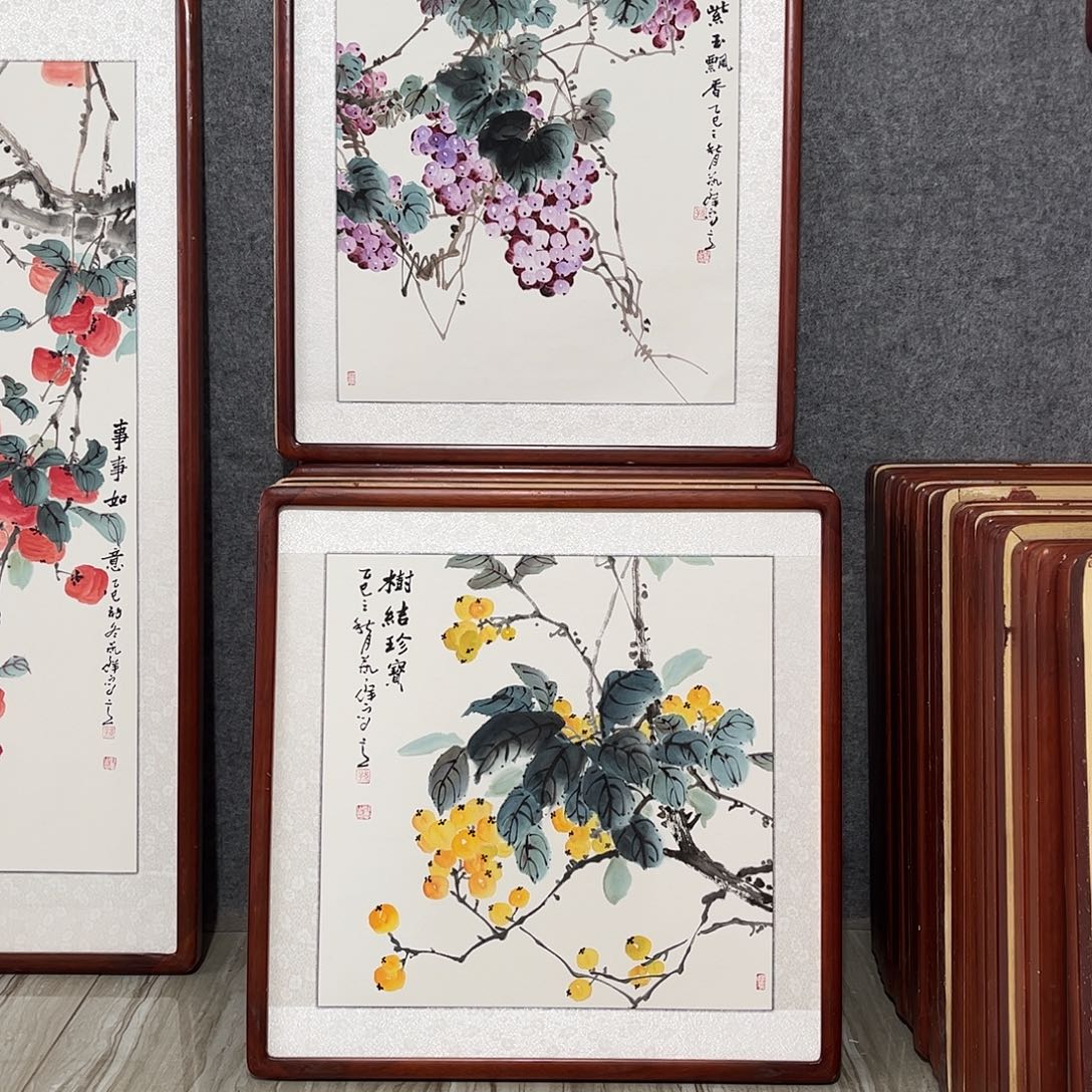 国画书画作品带框63×63