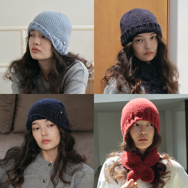 xinxinz/芯心子螺纹冷帽复古针织堆堆帽文艺大头围显脸小毛线帽子