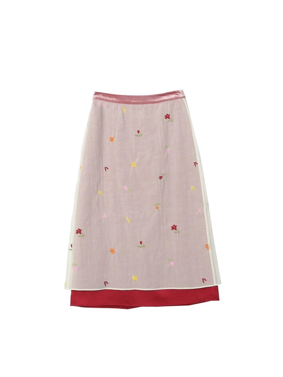 【现货】设计师品牌ASYUS 25PF绣花拼接半裙W13买手店