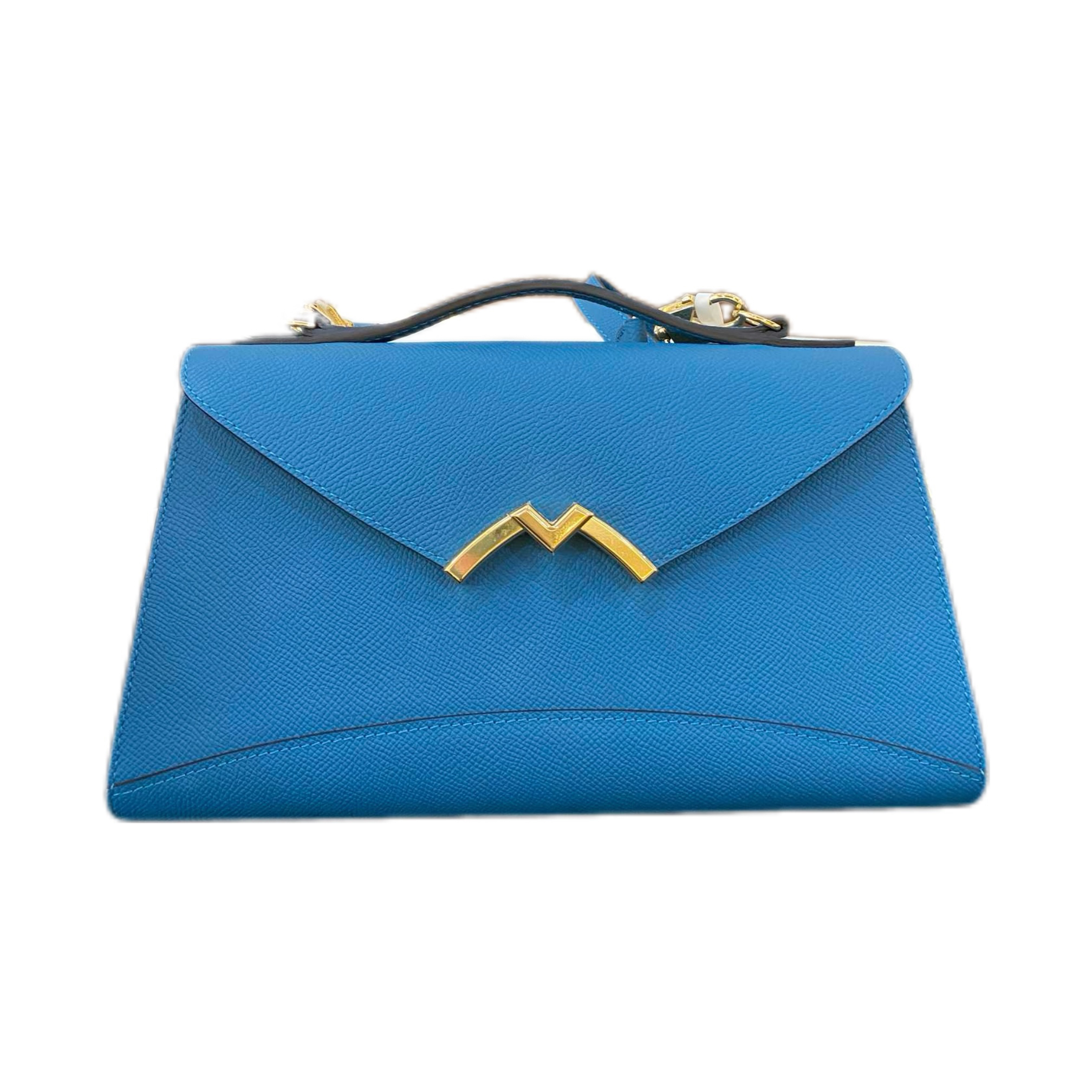 99新 MOYNAT/摩奈 普鲁士蓝 斜挎包金扣/JW0356