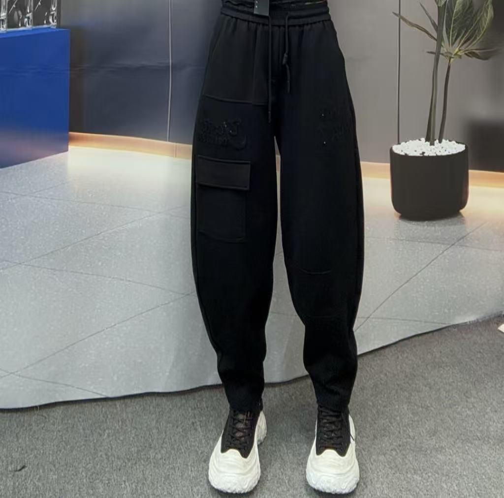 潮牌女款工装卫衣显瘦百搭卫裤松紧腰大码宽松休闲裤