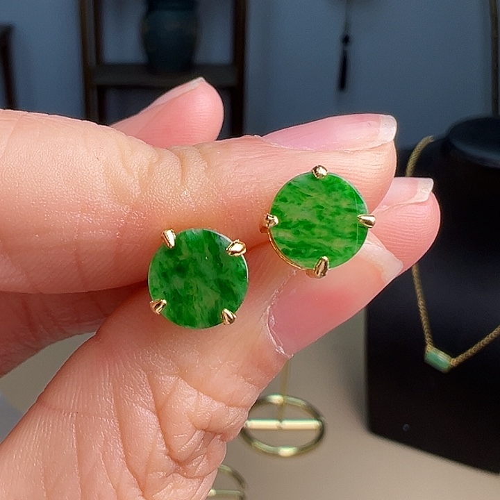 翡翠耳饰银S925镶嵌耳饰399