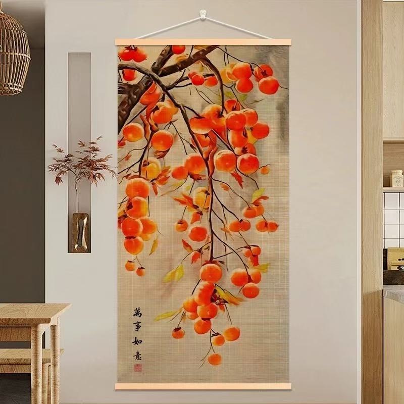 【万事如意】竹编挂画装饰客厅餐厅书房玄关挂画竹丝挂画茶室挂画