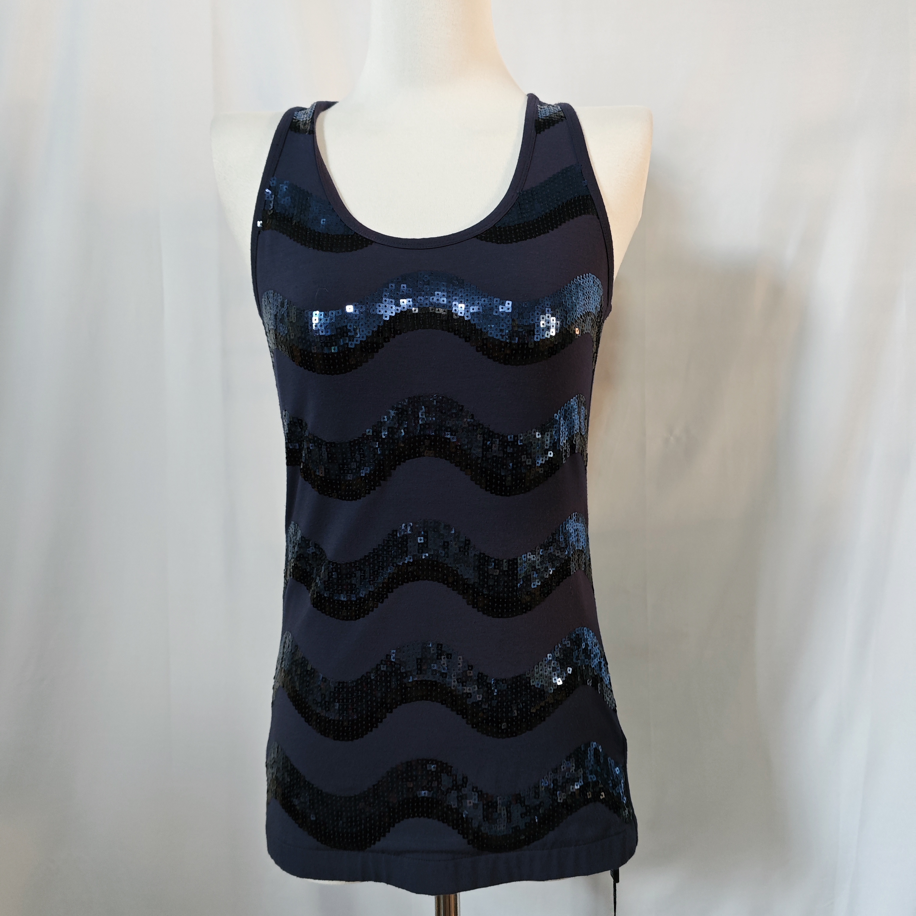 不支持退换/藏蓝色亮片背心30073