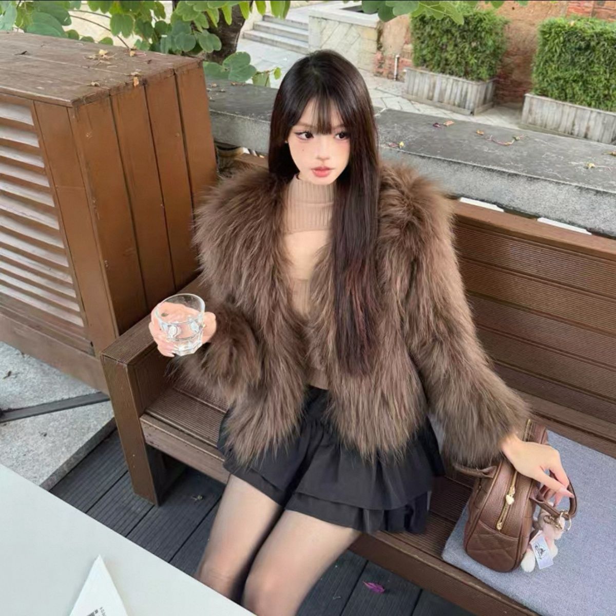 棕色冬季短外套零下八度