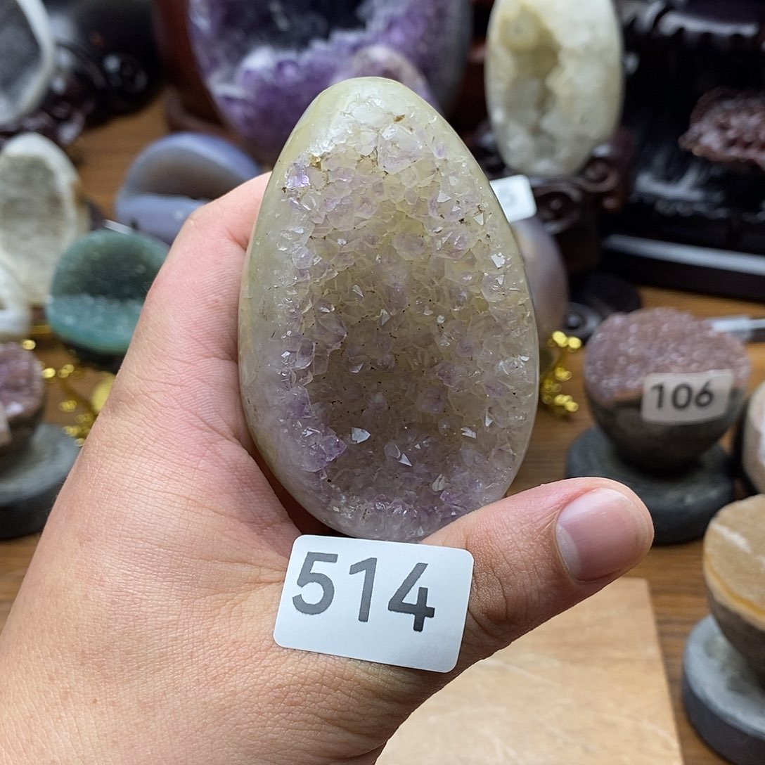 紫晶摆件未镶嵌全抛玛瑙龙蛋