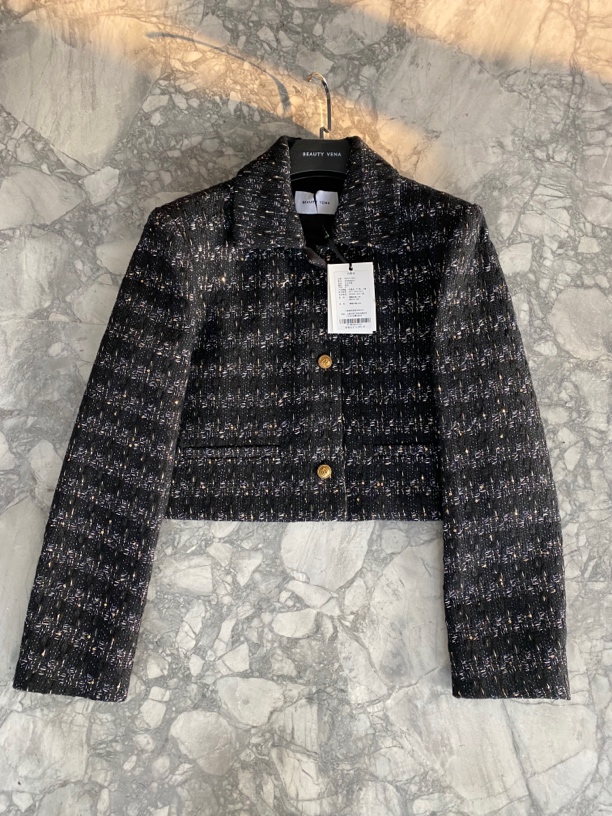 BEAUTY VENA秋冬名媛风黑色亮丝小香风裙装套装BV4WWZM004/ZM009