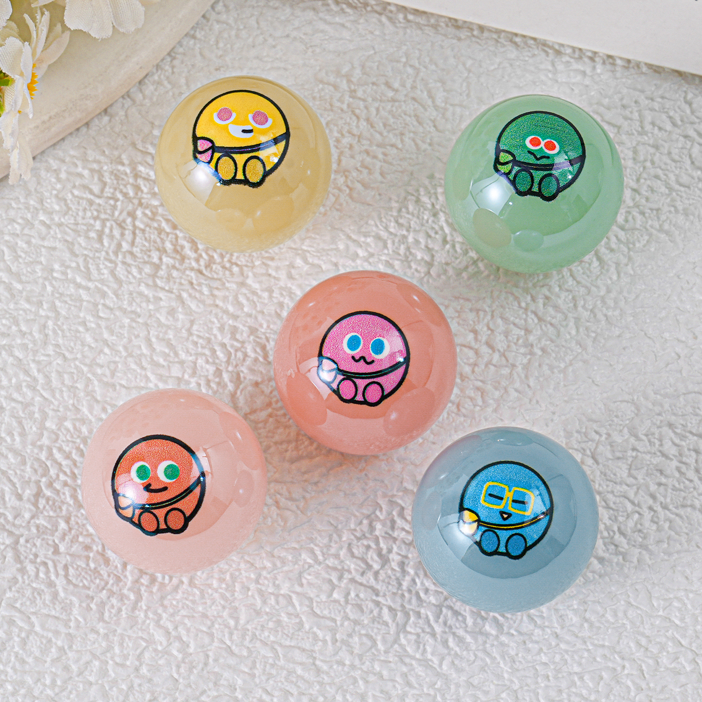 【饰界】果冻印表情白彩1.5单孔圆珠25MMI028可爱卡通