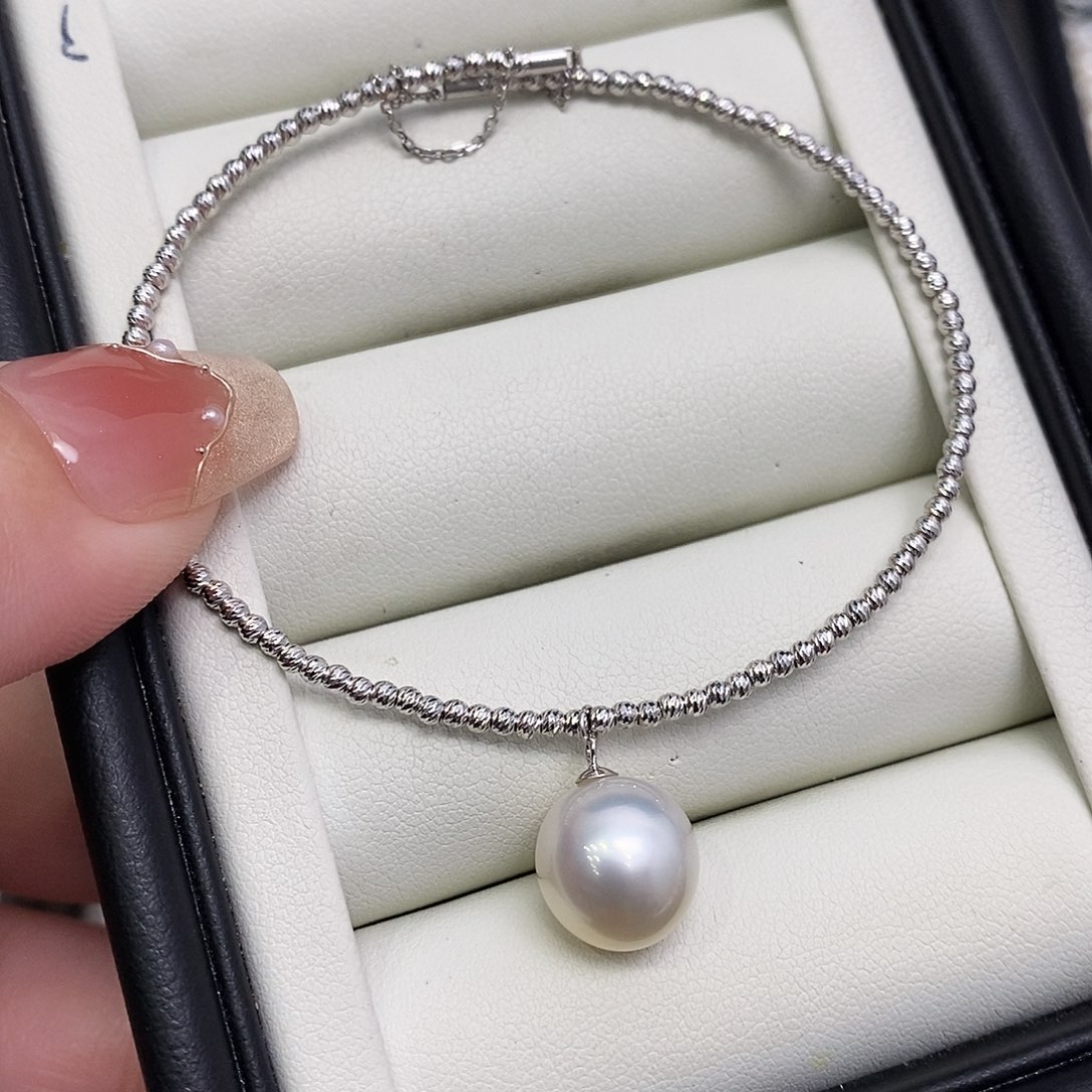 海水珍珠手镯18K金镶嵌10-11mm
