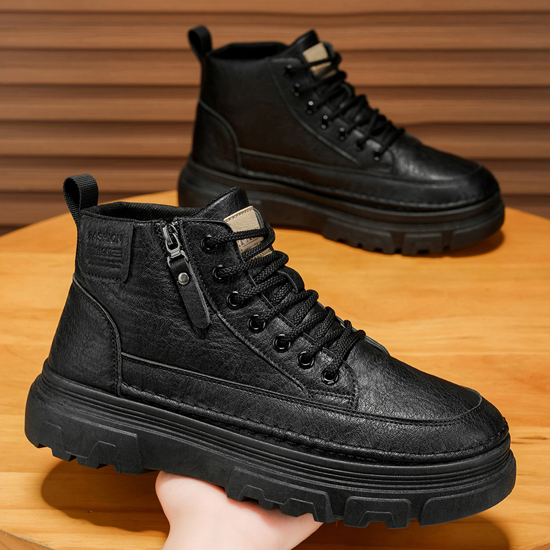 软底2025秋季新款马丁靴男鞋工作高帮皮鞋防滑工装鞋休闲短靴D1