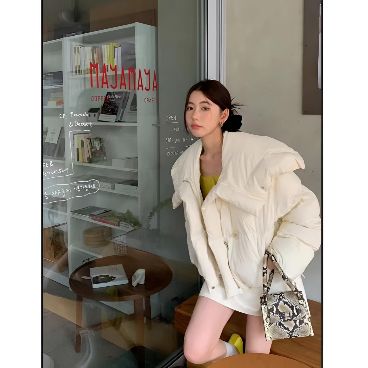 曼曼【云朵抱抱】 清仓 韩系减龄金属扣大翻领加厚羽绒外套汉服