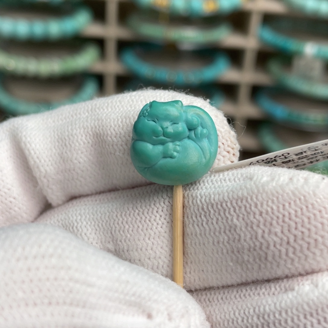 绿松石未镶嵌肥猫家润38