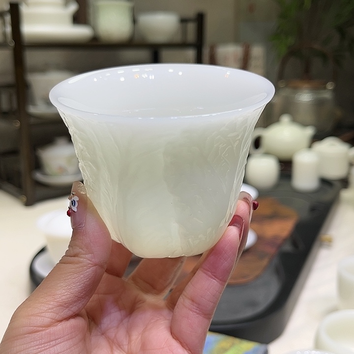 上釉冰种玉瓷白菜杯1111