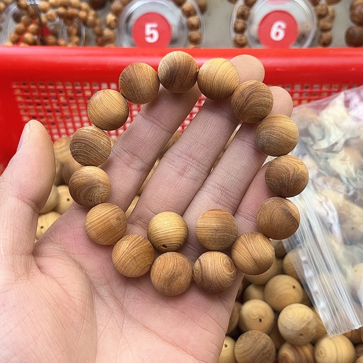 柏木（崖柏）手串/手链1.5蚕丝纹鸡油黄无磨