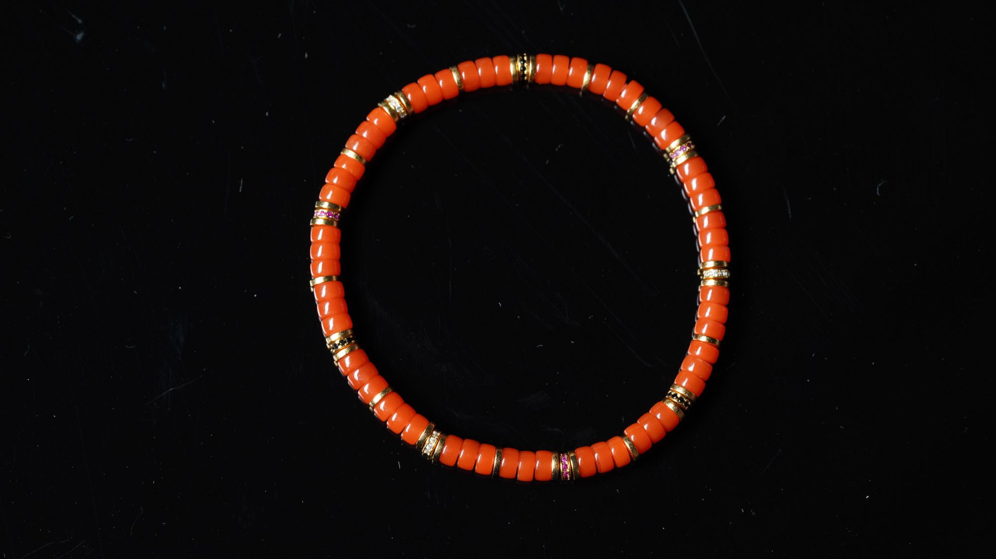 保山南红纯原矿无胶药片手串配925银饰约4.5mm约11g+ 11250613-25