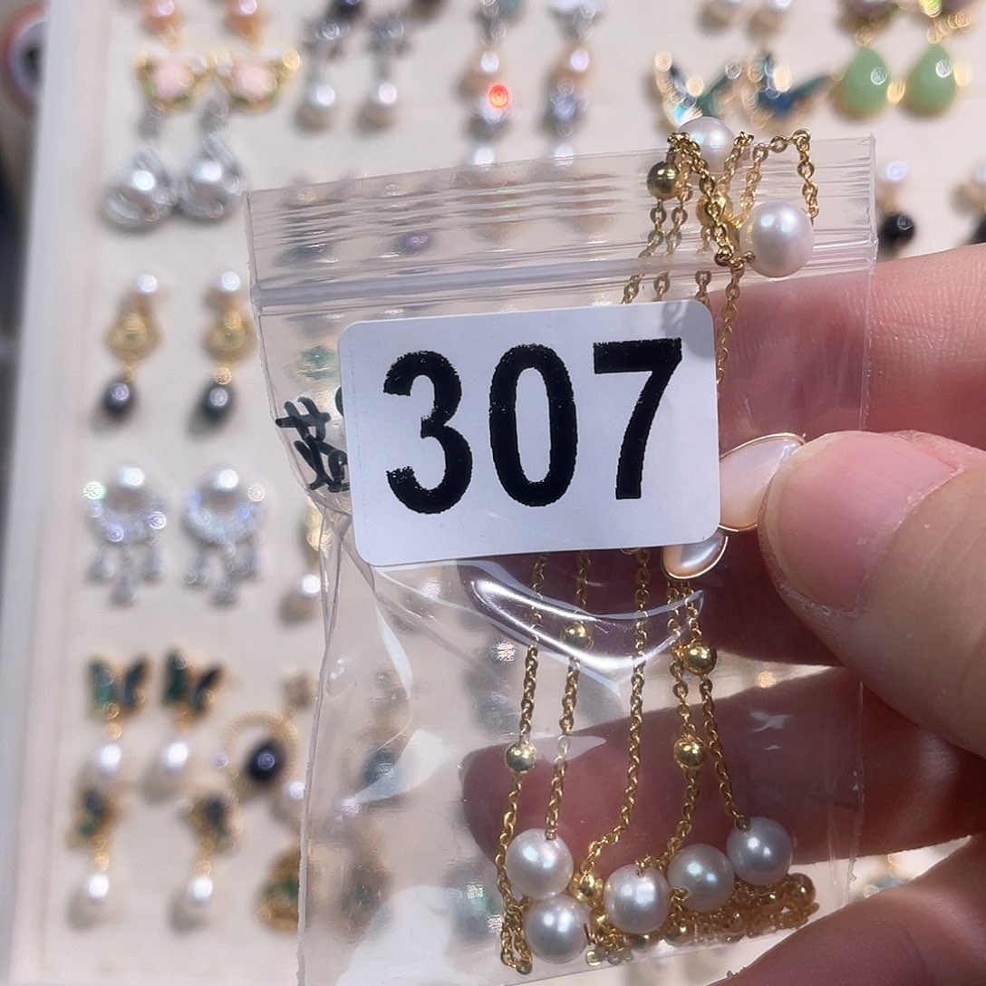 合金淡水珍珠耳饰枚*花