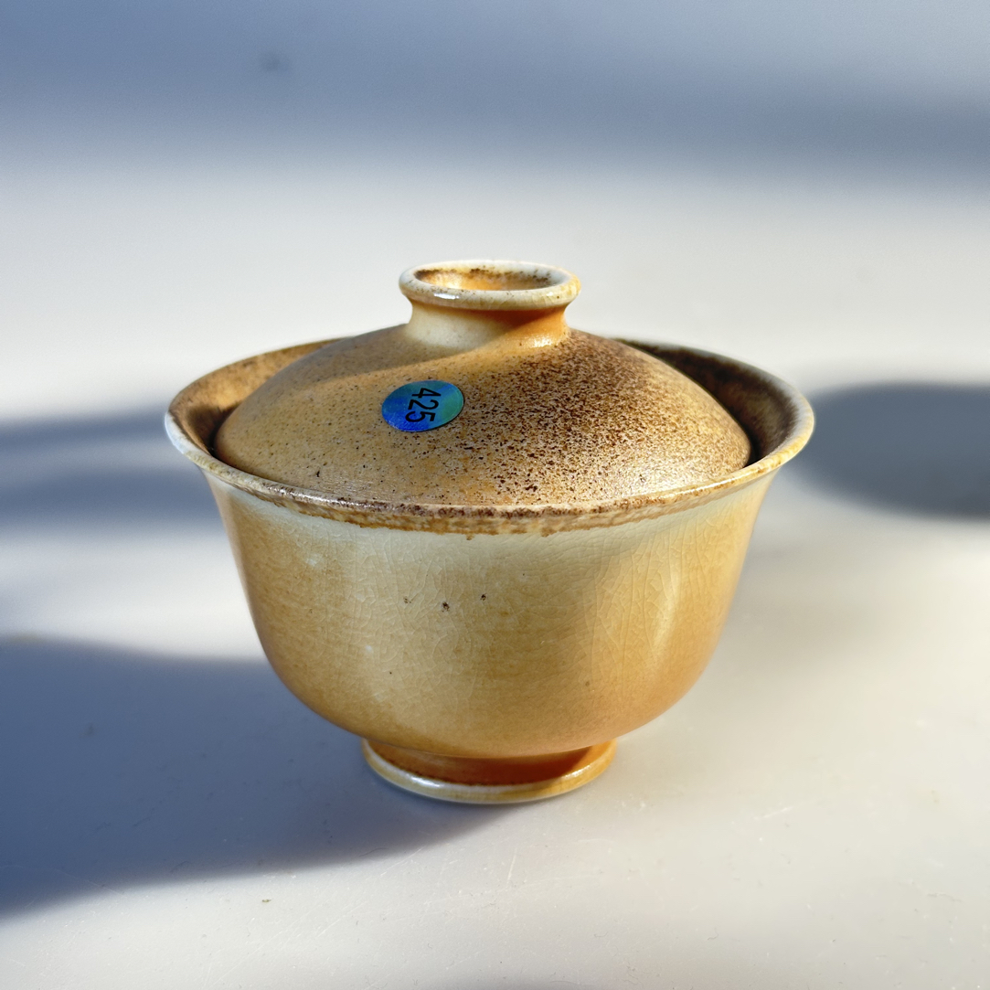 柴烧裸烧元宝器型盖碗容量100编号125