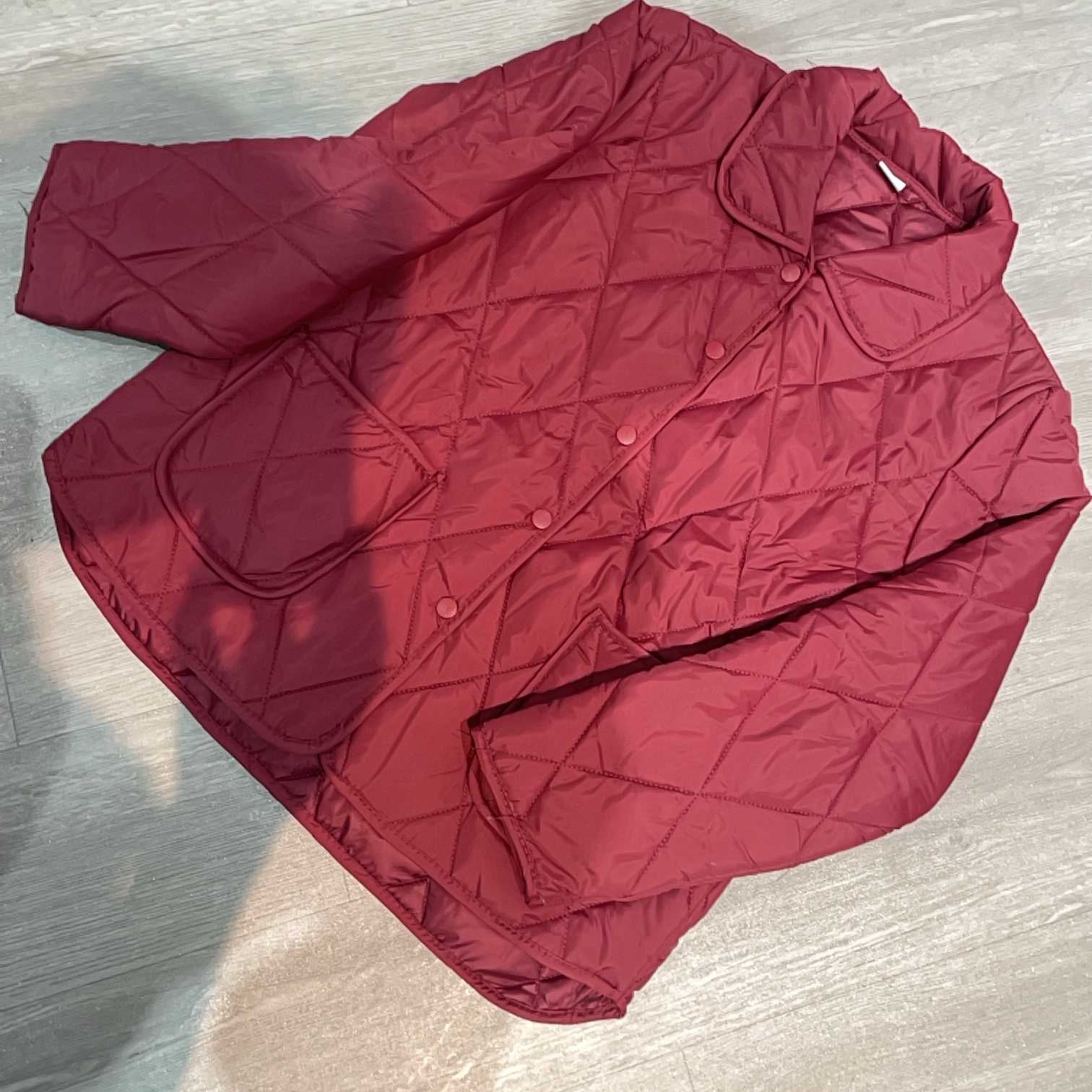 秋冬轻薄款菱格两口袋时尚修身外套-果梓185