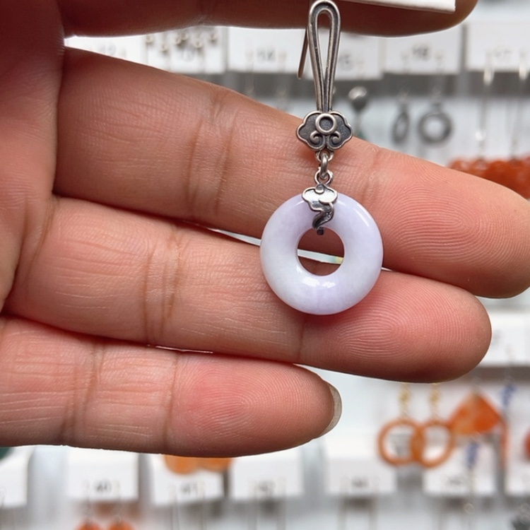 【闪购商品】翡翠耳饰银S925镶嵌养*堂耳饰