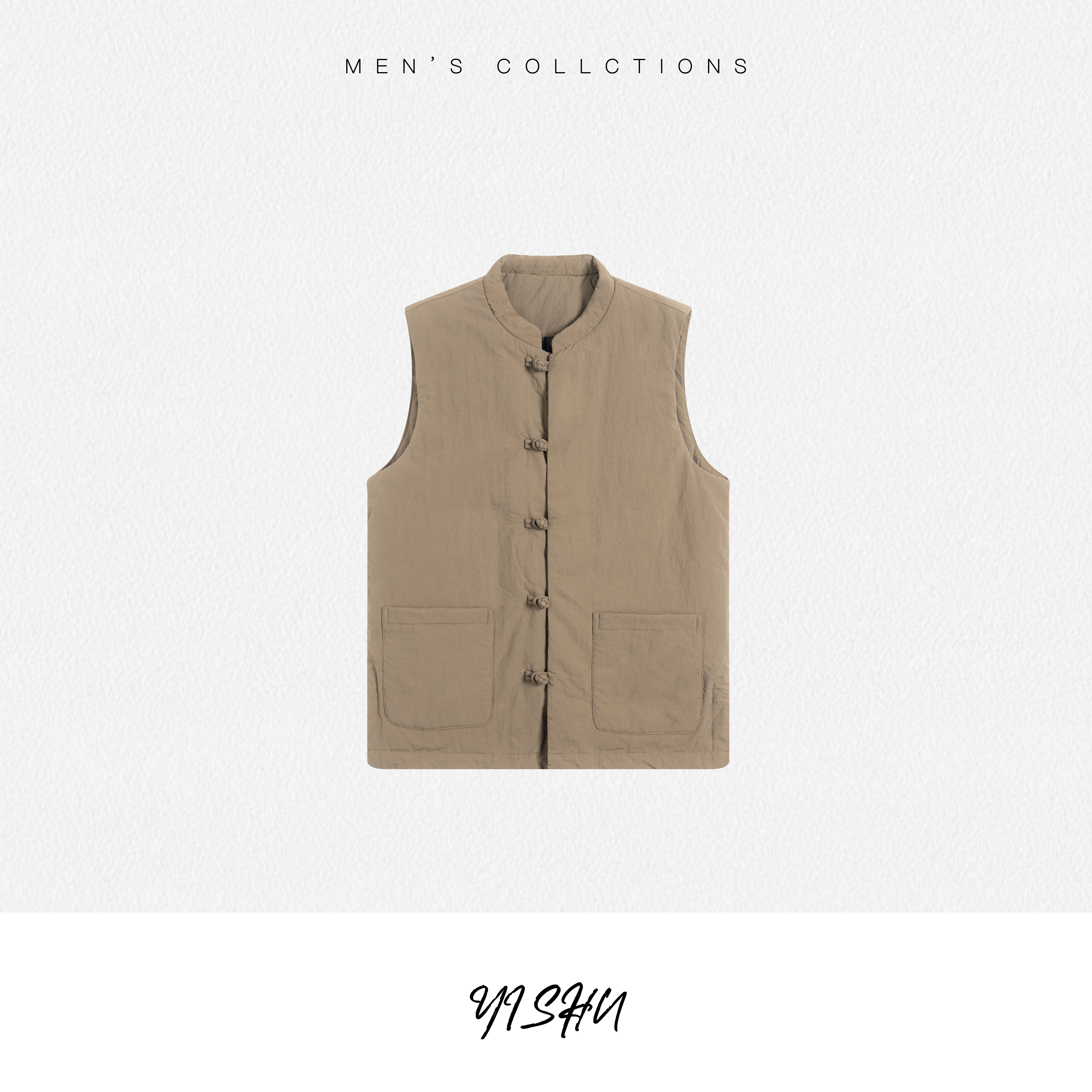 奕述老钱新中式唐装立领高级保暖男士冬季羽绒马甲外套