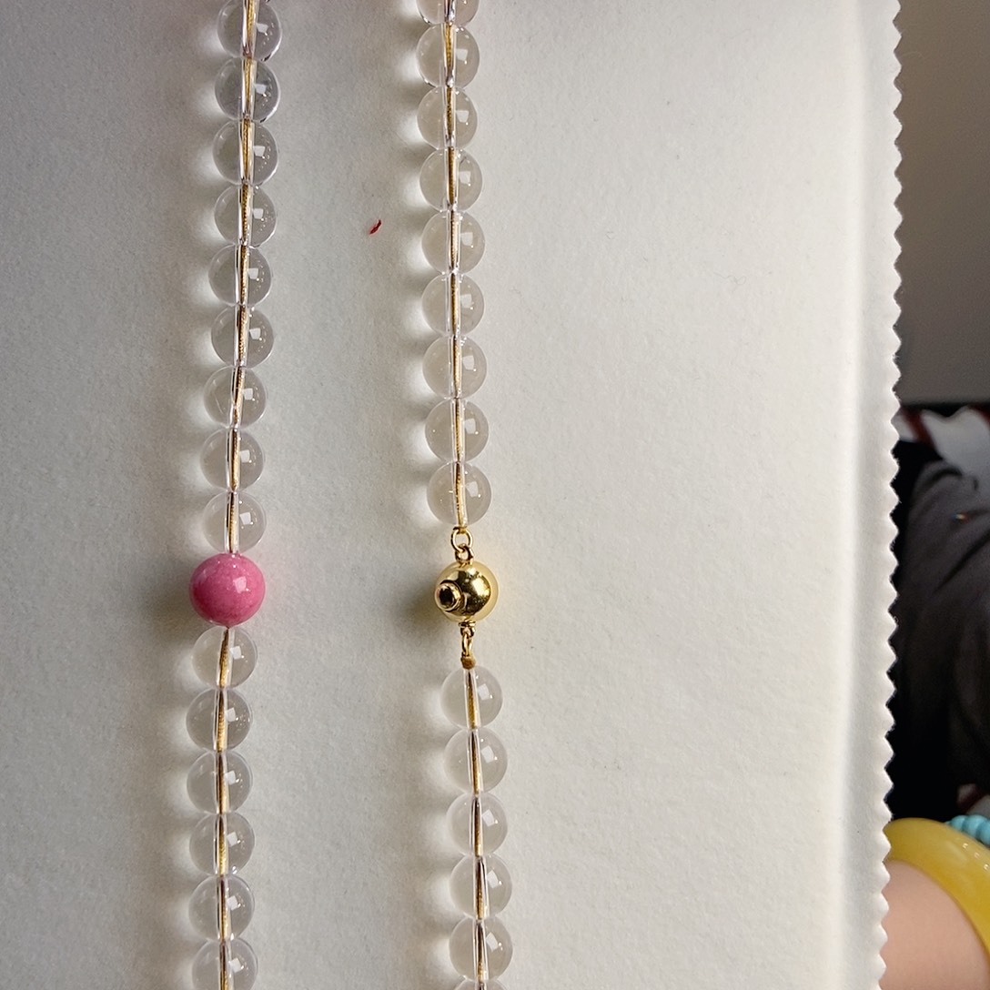 水晶颈饰银S925镶嵌双A白水晶项链