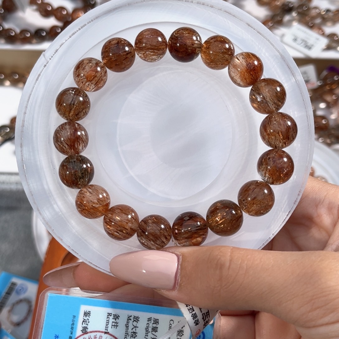 咖****未镶嵌手串水晶黑金超七11+