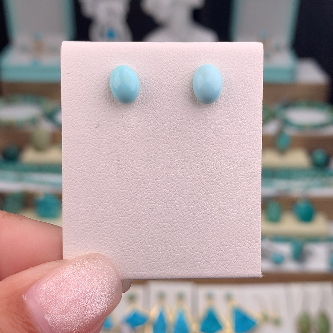 绿松石银S925镶嵌耳饰