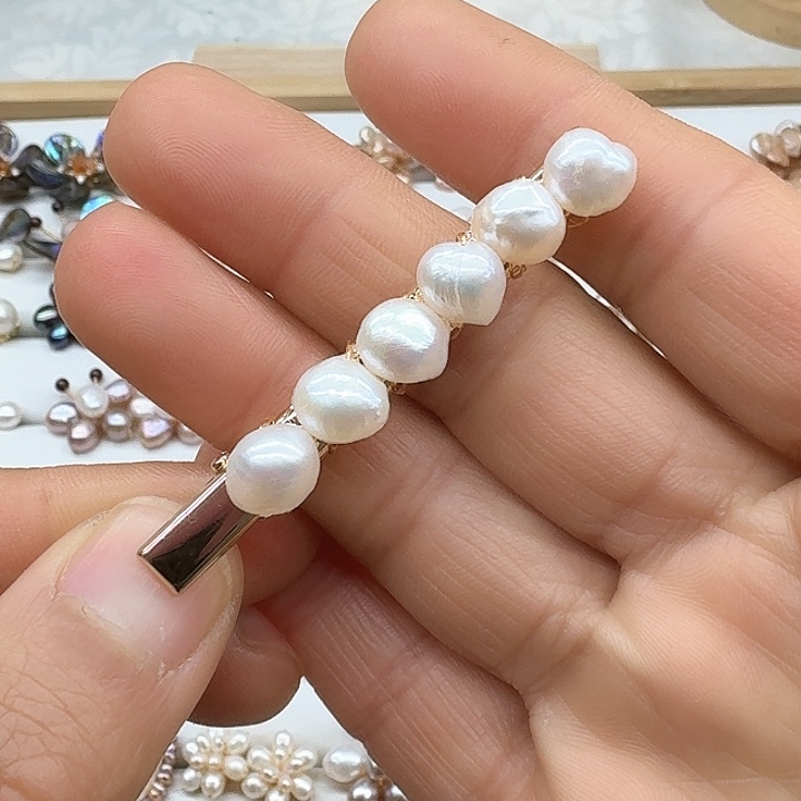 淡水珍珠发饰银S925镶嵌