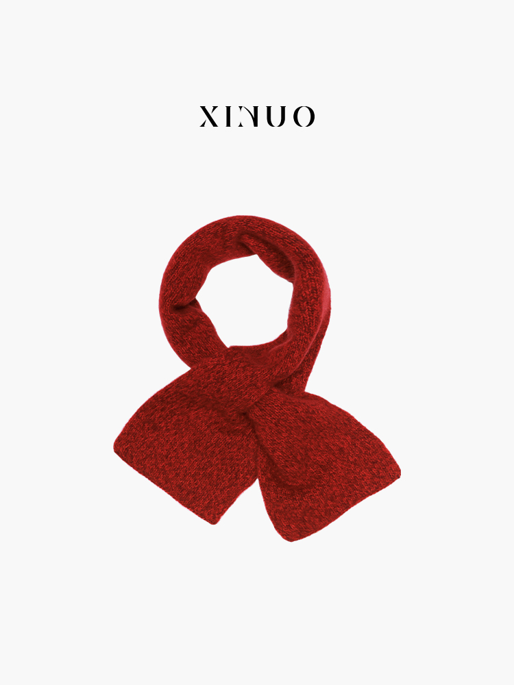XINUO 康赛妮100%山羊绒穿孔围巾 短款秋冬保暖围脖女新款送礼物