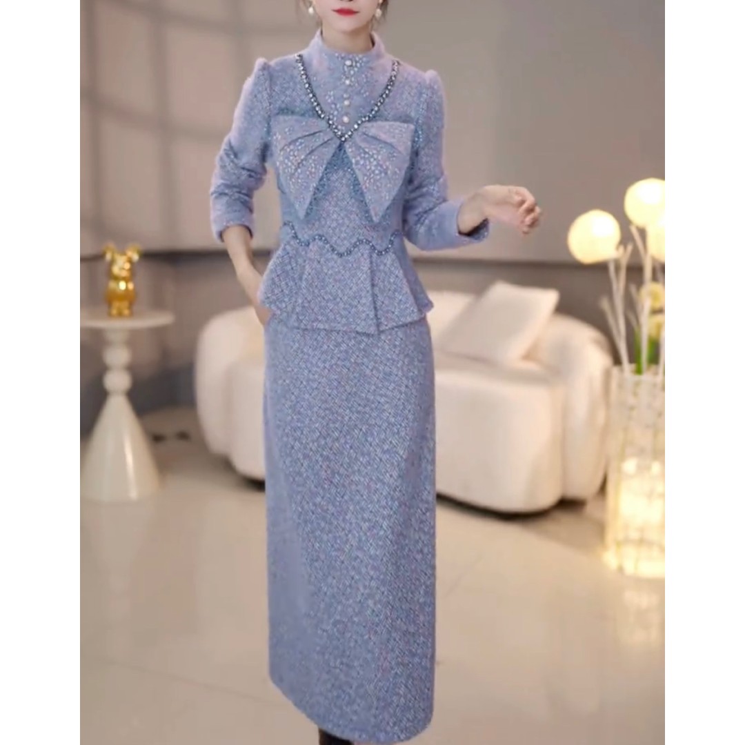 【套装定制】C1775上衣配半身裙两件套优雅时尚减龄收腰显瘦冬季新